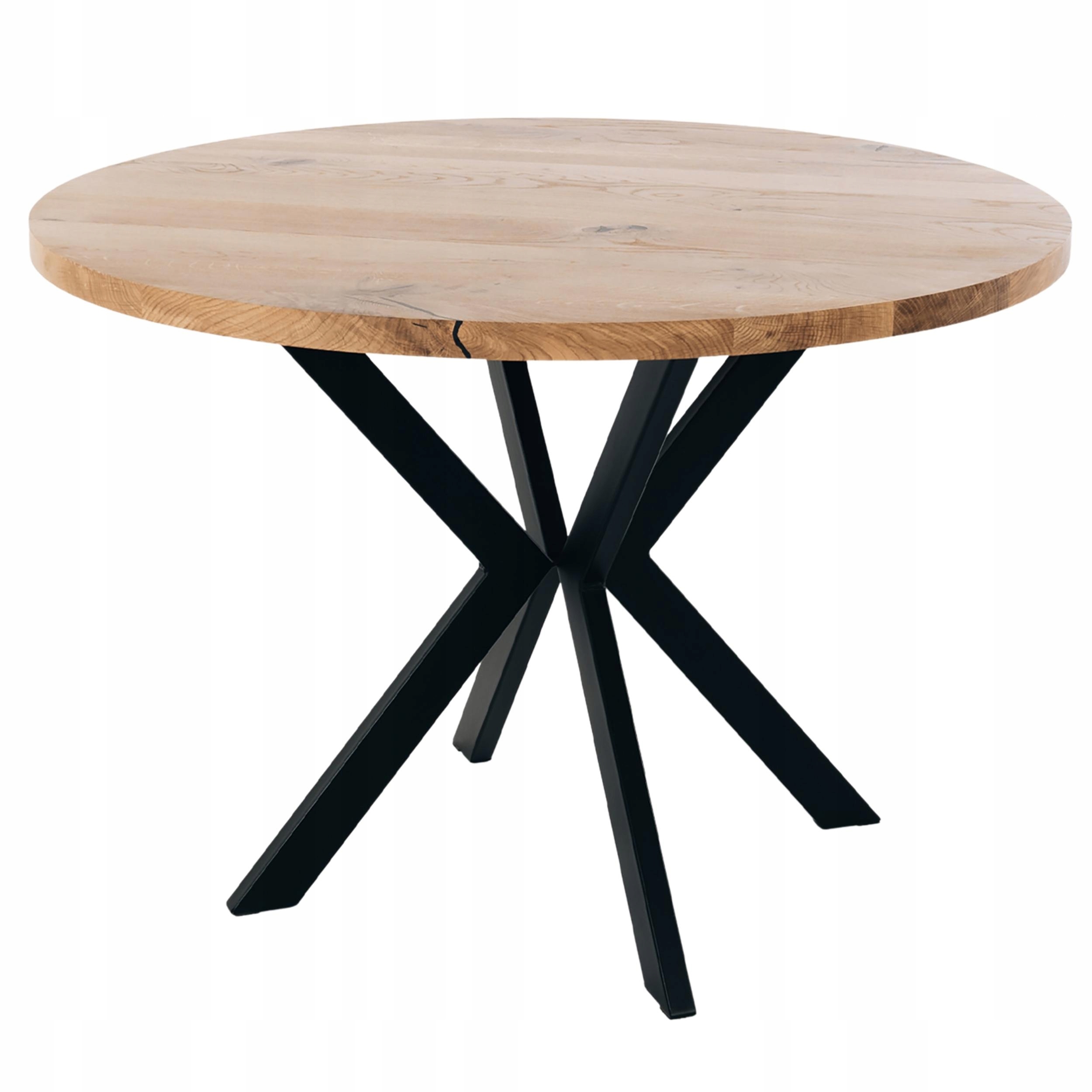 Stół drewniany  okrągły 110 cm loft   do kuchni czarny